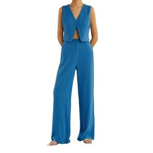 NWT Commense 2-pc SET Large Gauzy Cotton Linen Blend Vest & Wide Leg Pant Travel